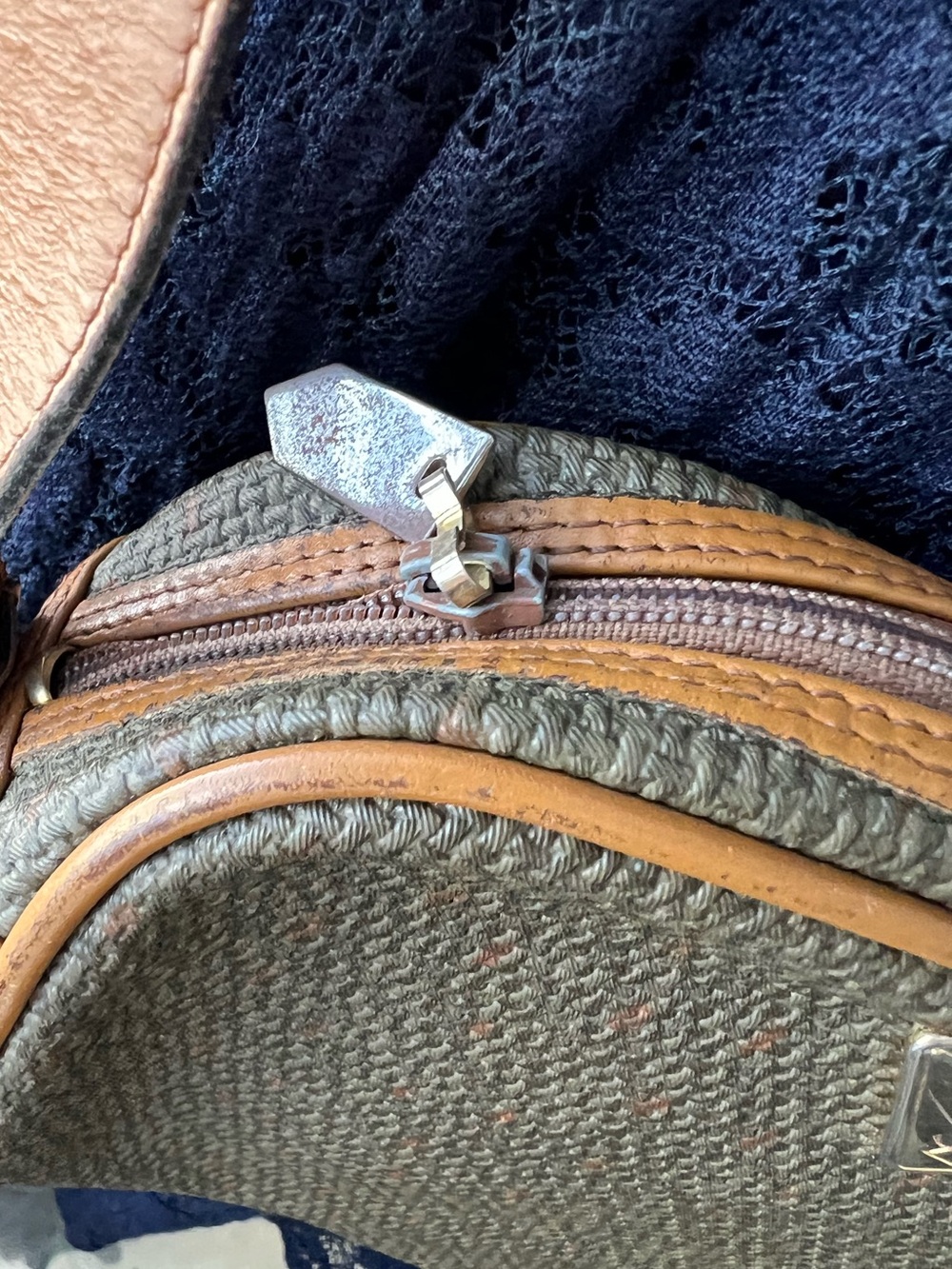 Vintage Yves Saint Laurent Canvas Crossbody Bag Leather Trim-MADE IN FRANCE - Picture 10 of 16